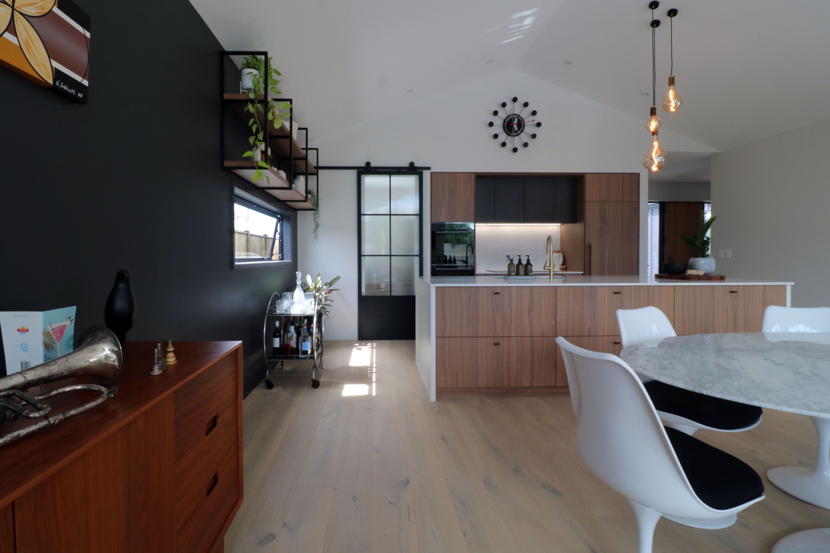 Walnut Veneer with Dark Cabinetry