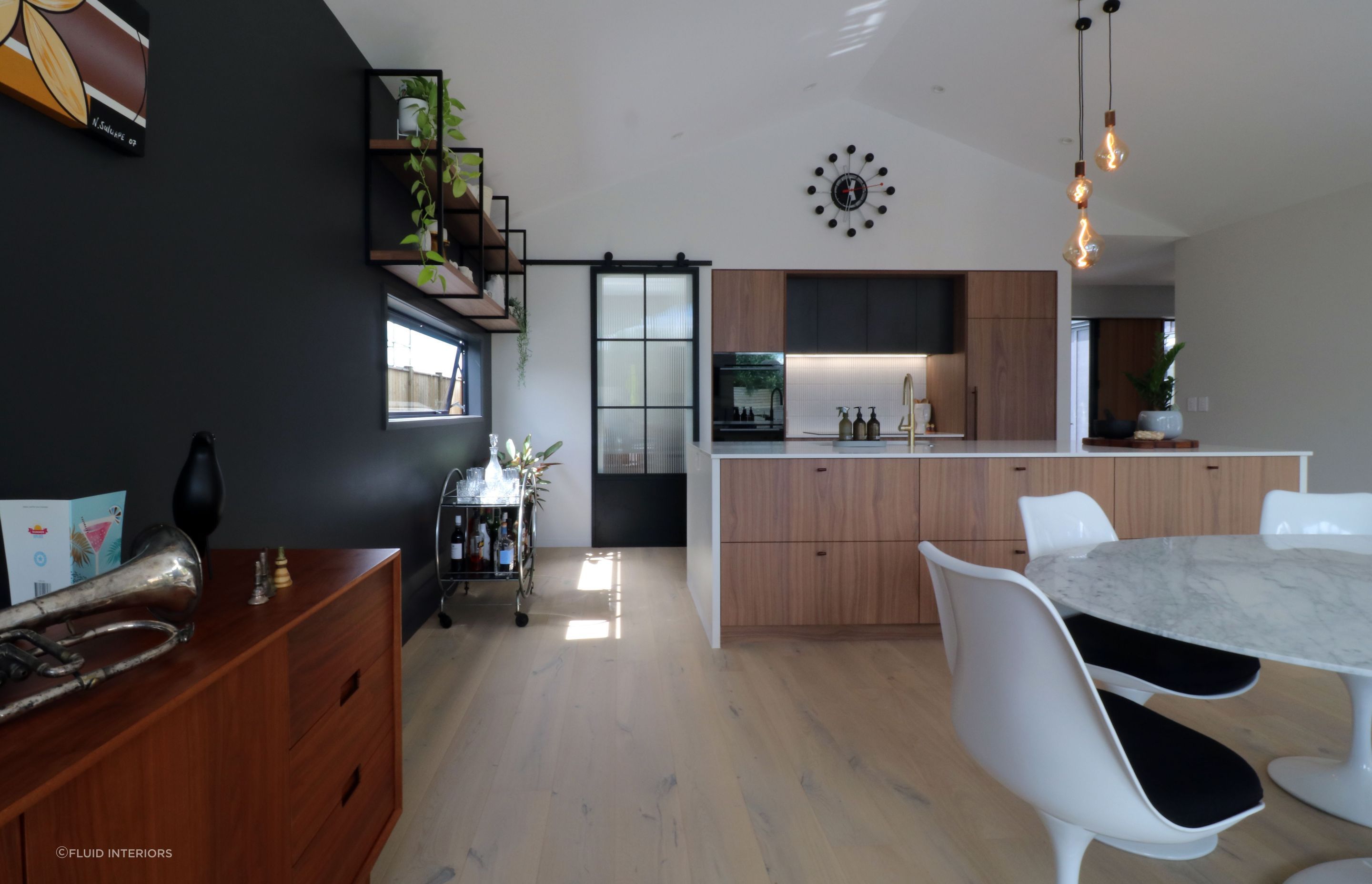 Walnut Veneer with Dark Cabinetry