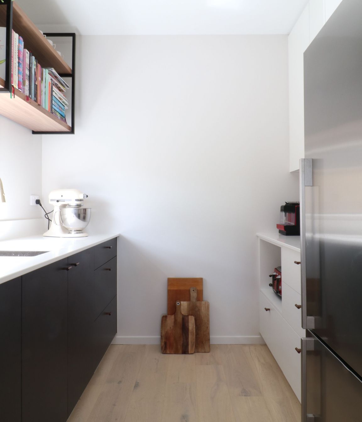 Walnut Veneer with Dark Cabinetry