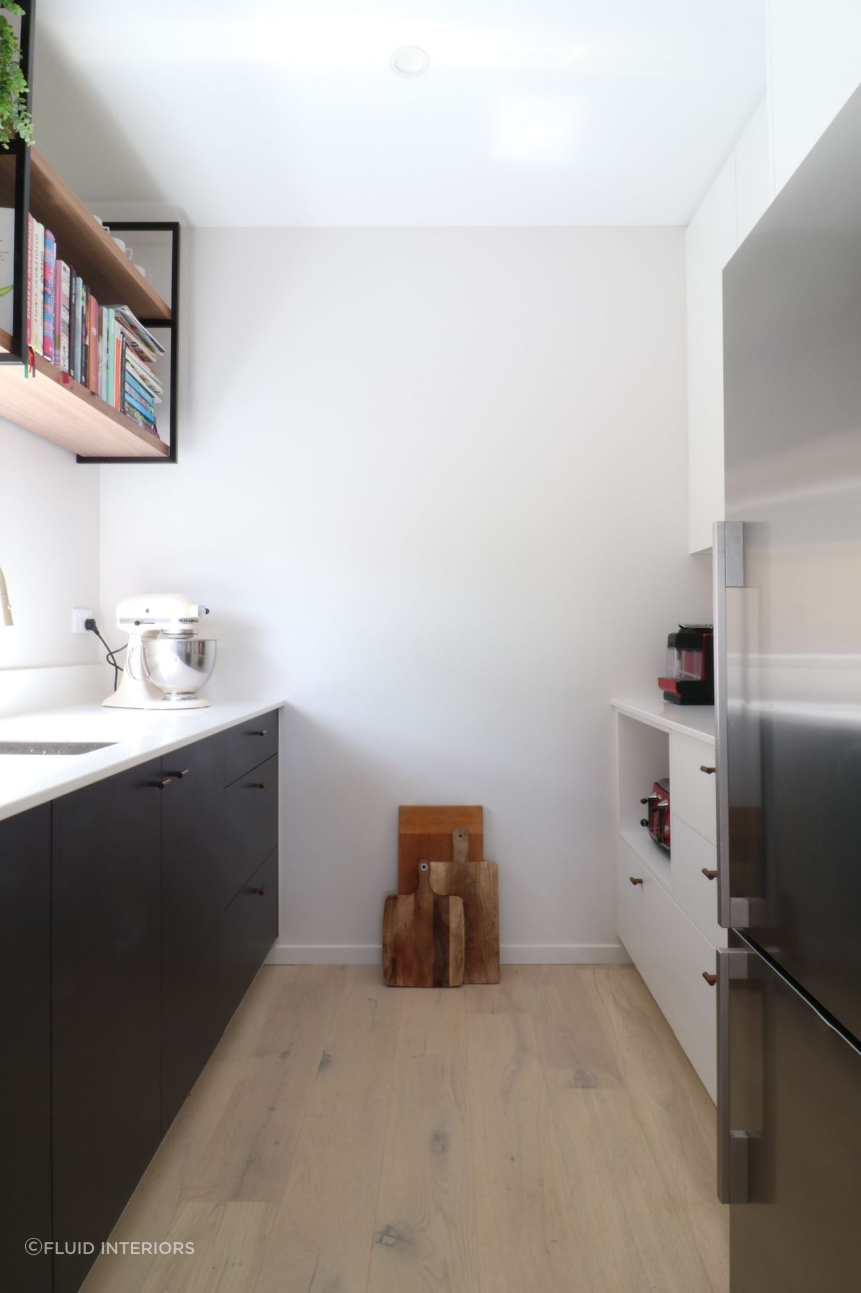 Walnut Veneer with Dark Cabinetry