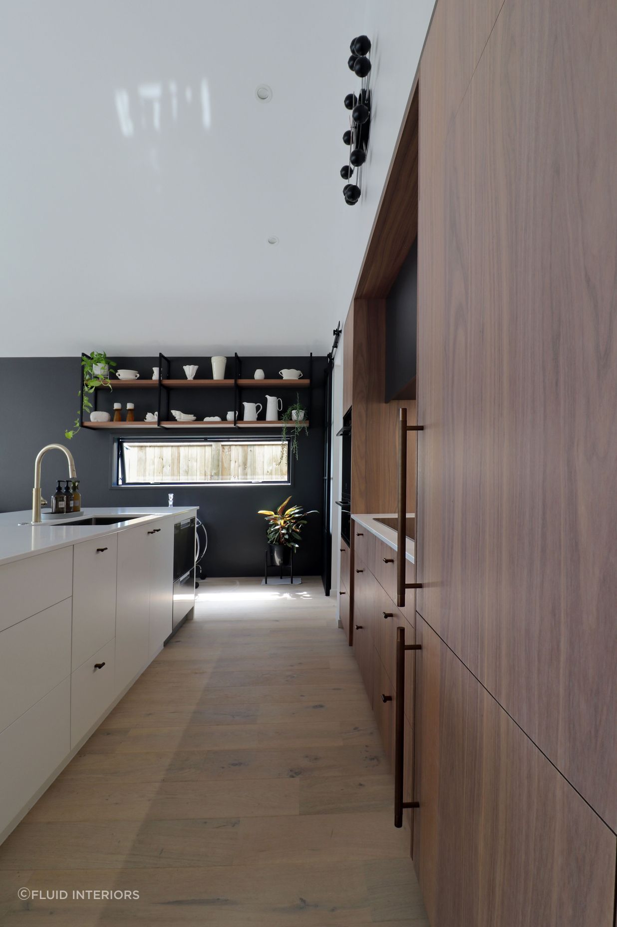 Walnut Veneer with Dark Cabinetry