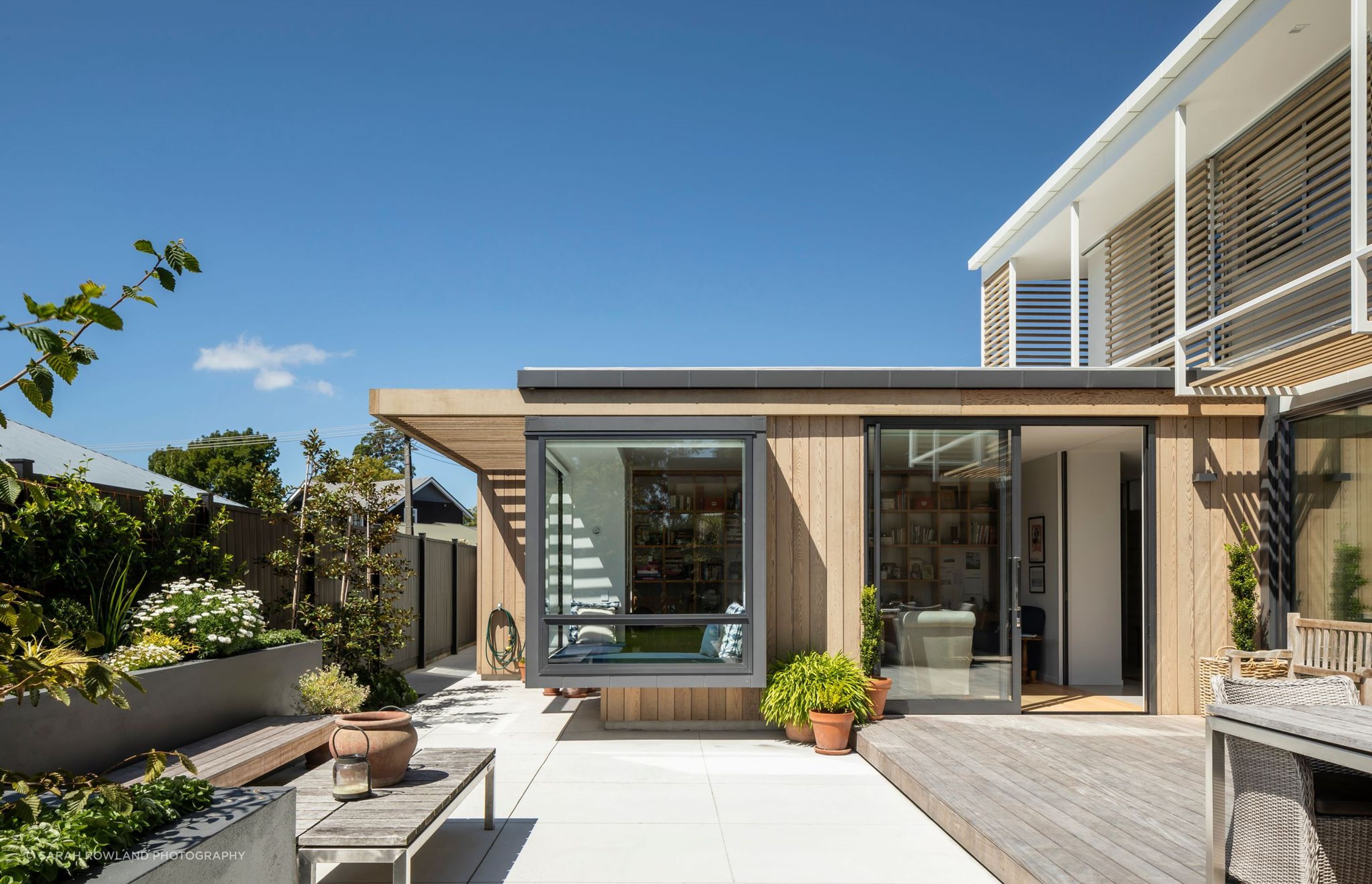 The main courtyard has been positioned so that it is north facing and accessible from multiple rooms within the home.