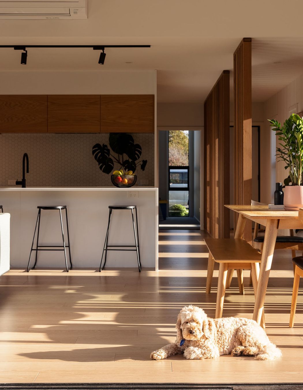 The  living spaces are a collection of multifunction, open-plan rooms, creating distinct functionality while allowing for connection and retreat.