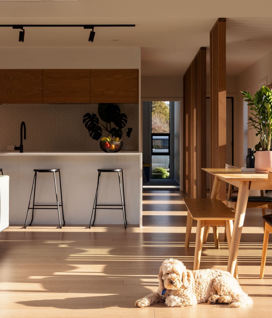 The  living spaces are a collection of multifunction, open-plan rooms, creating distinct functionality while allowing for connection and retreat.