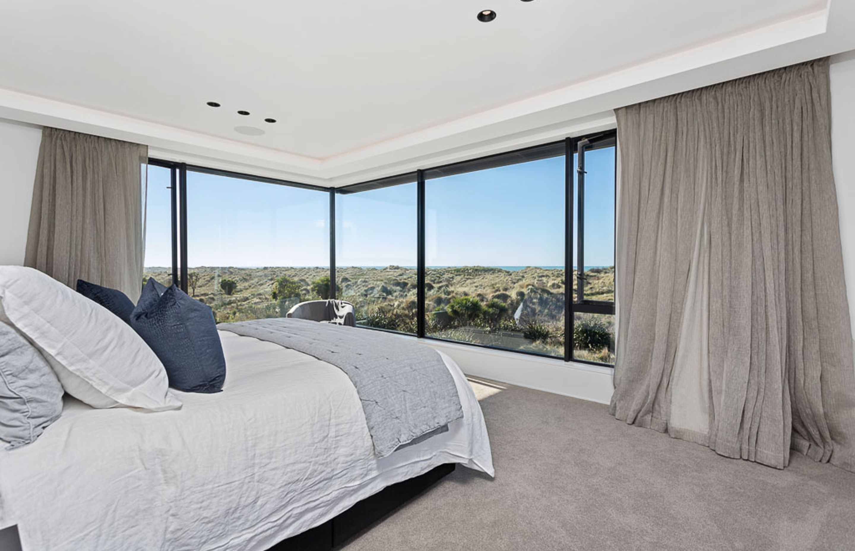 The master bedroom takes in stunning views.