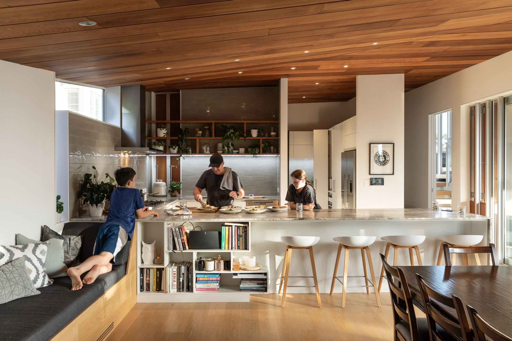 Part of the brief from the client was for there to be ample consideration given to spaces devoted to food preparation, including a large, "chef's" kitchen.