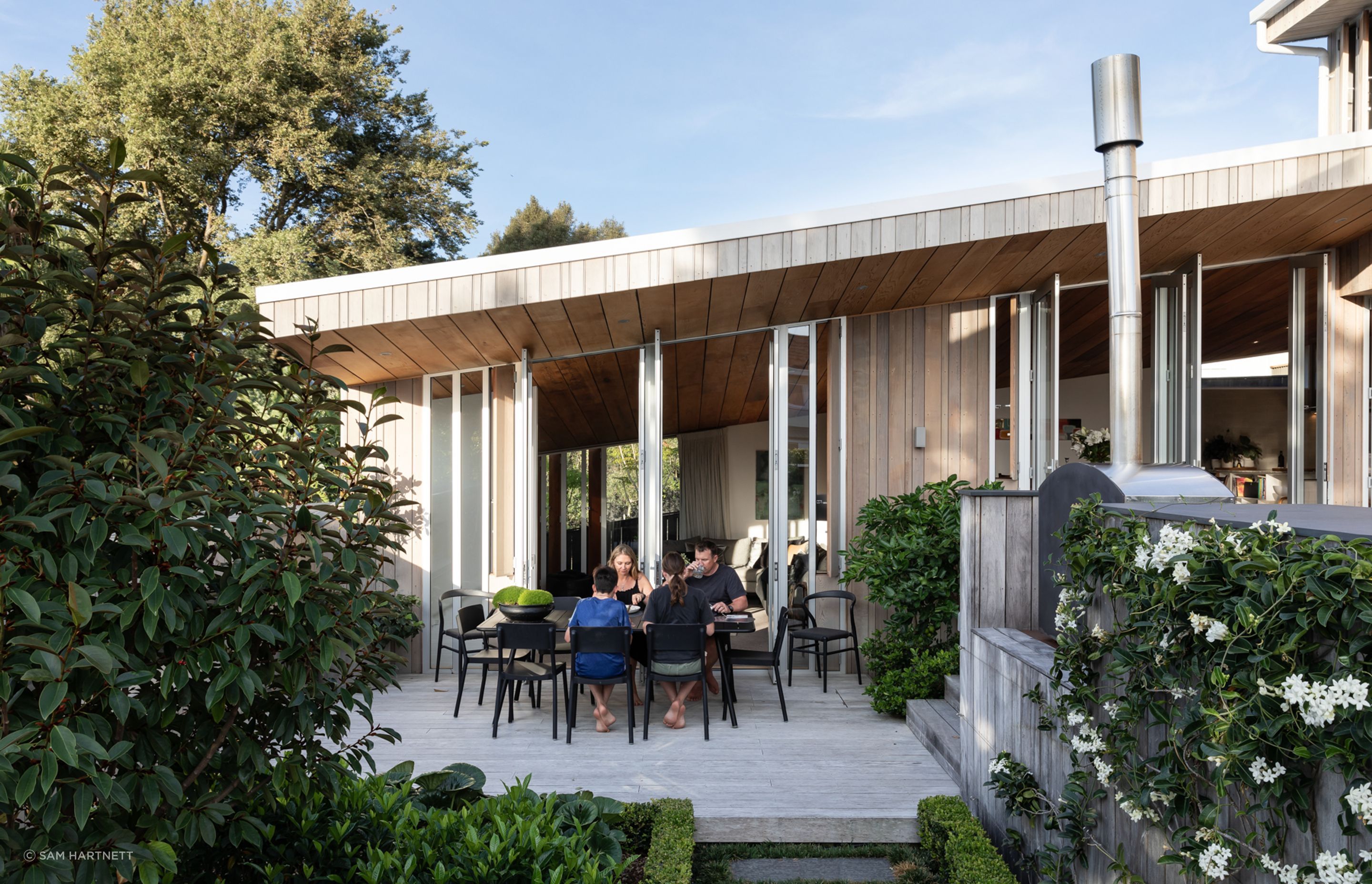 A number of outdoor terraces were created, which give the family multiple areas to use for entertaining, or simply for enjoying together.