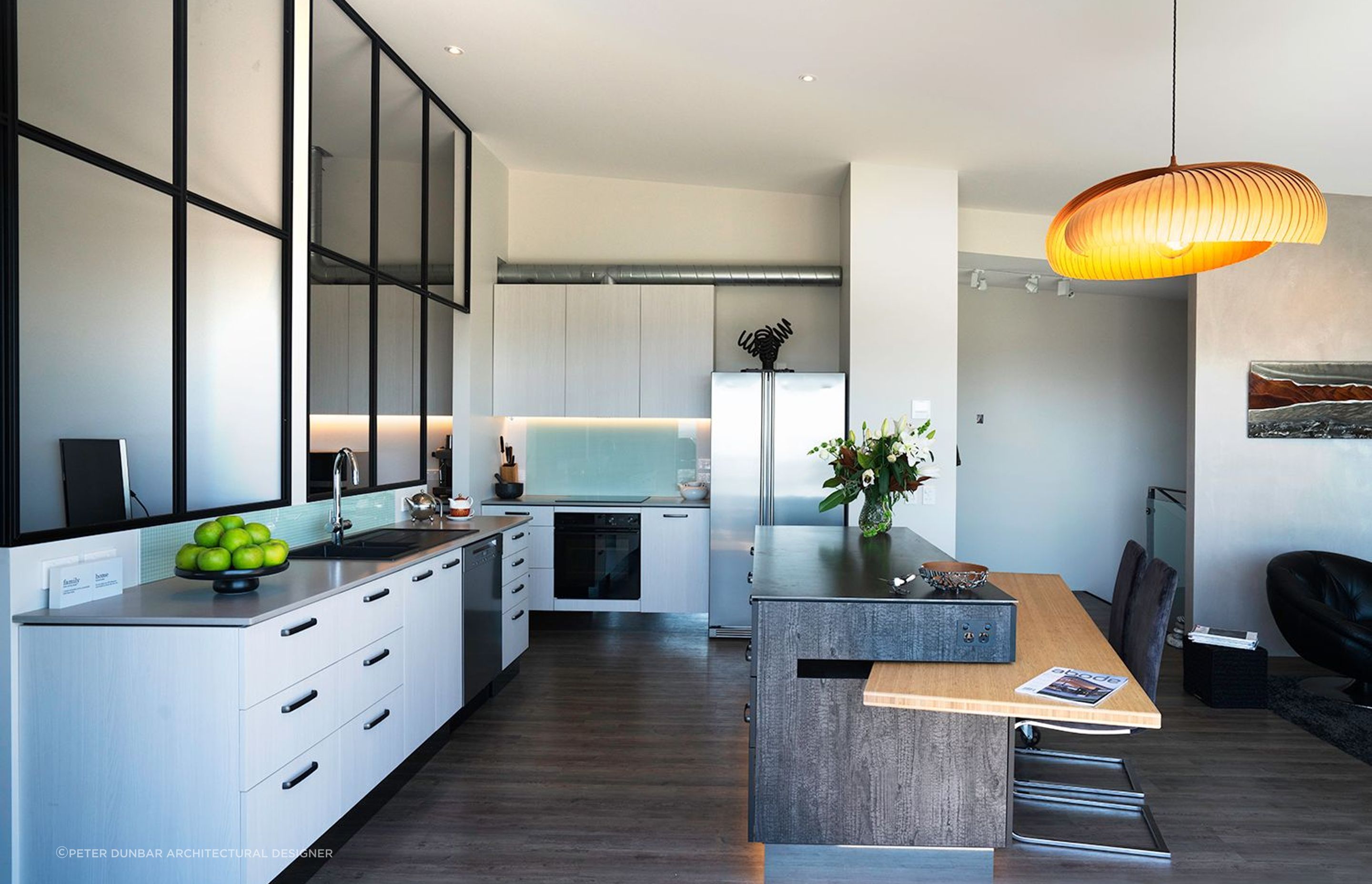 Kitchen / Dining area, linked to office and pantry with internal windows.