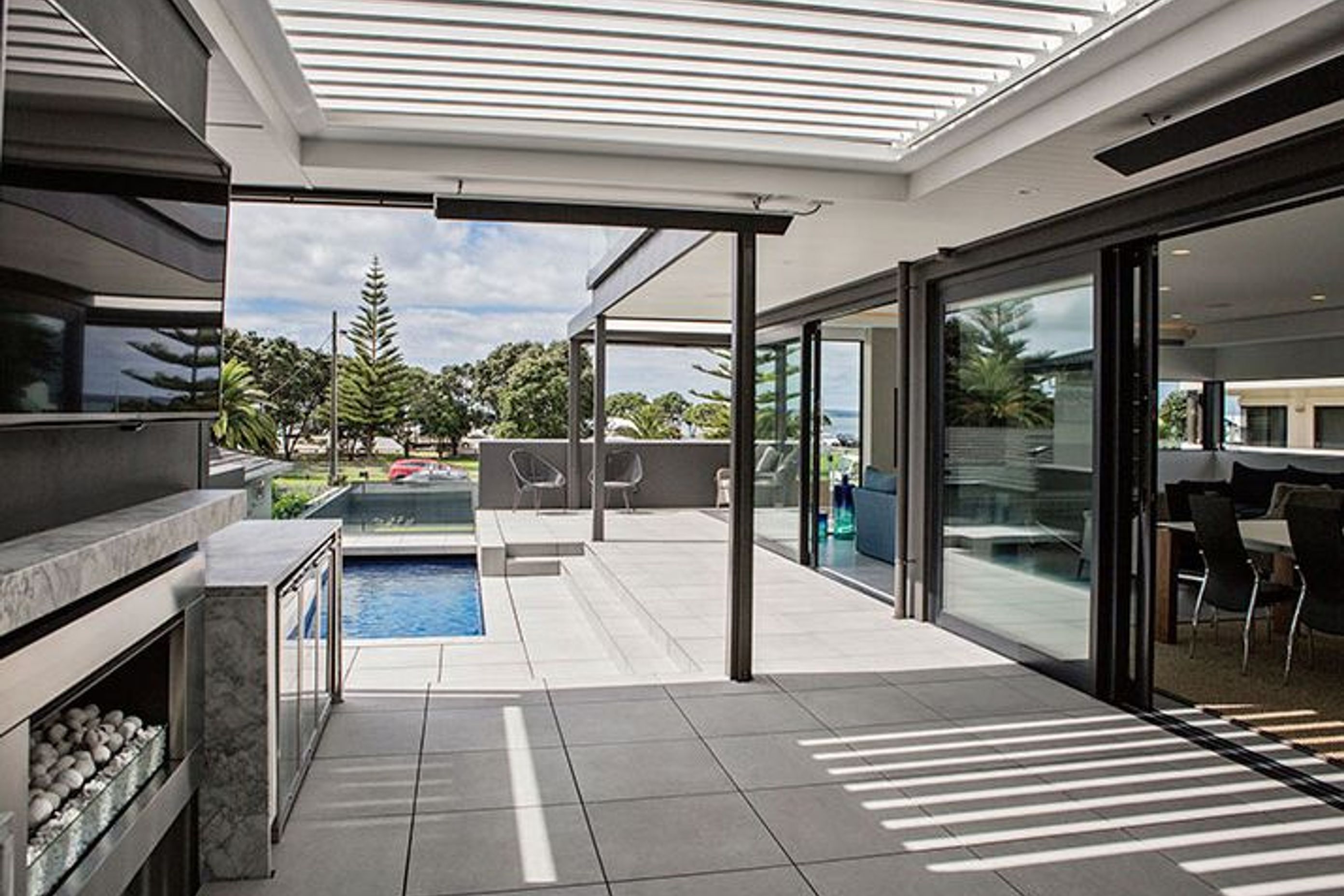 Three-Level Multi Cladding Home with Pool