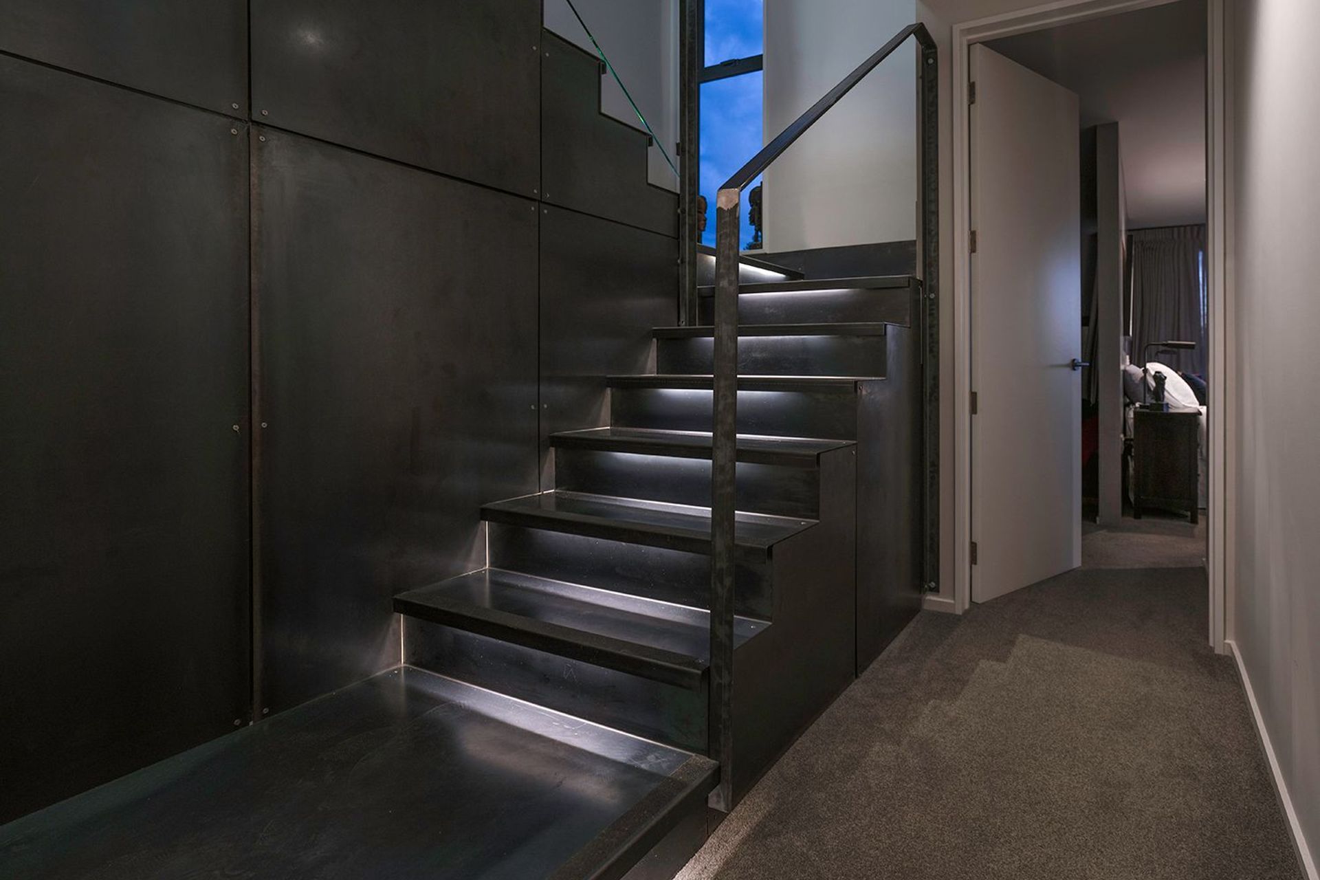 Steel wall and stair with LED
