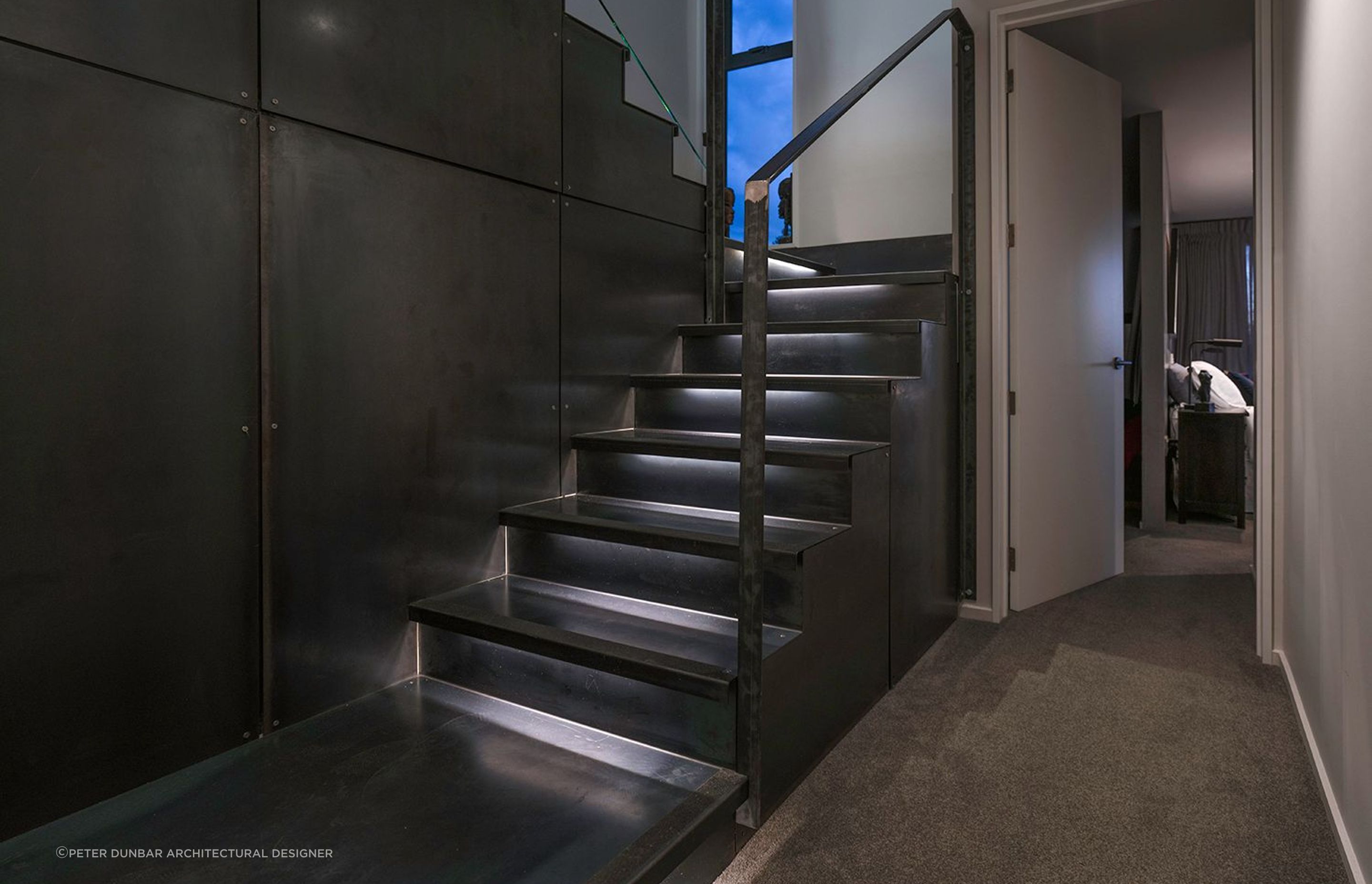 Steel wall and stair with LED