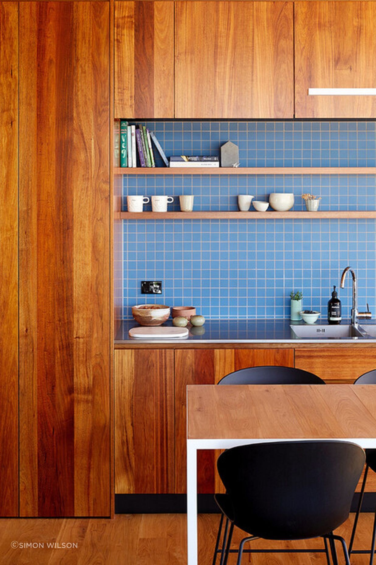 Patchwork Architecture designed the kitchen. The floors and ceilings are VidaSpace oak flooring.