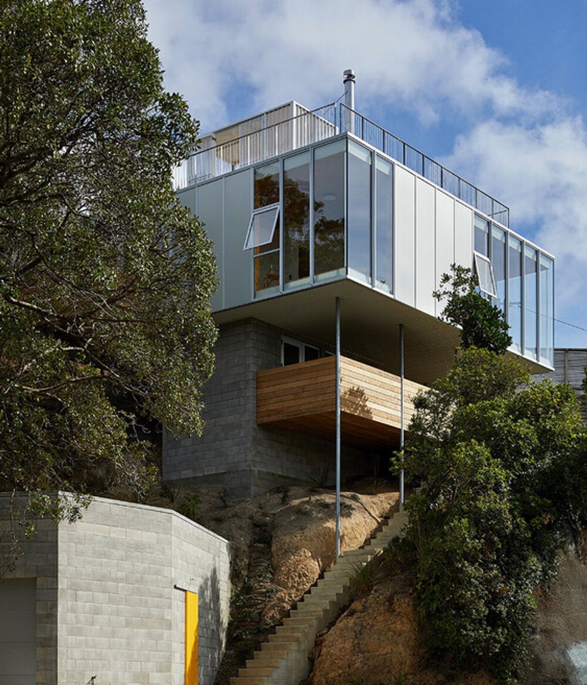 The family home was designed by Patchwork Architecture and built by Dorset Construction. It was a tricky site, but rocky, which provided a good foundation.