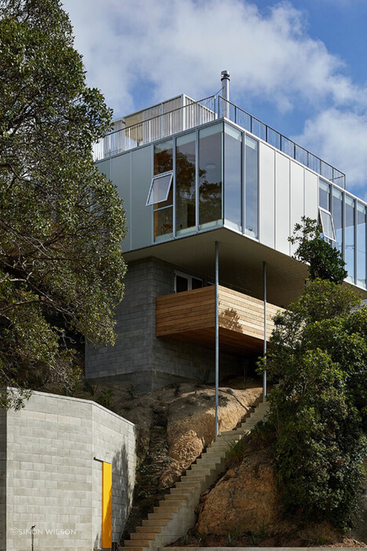 The family home was designed by Patchwork Architecture and built by Dorset Construction. It was a tricky site, but rocky, which provided a good foundation.