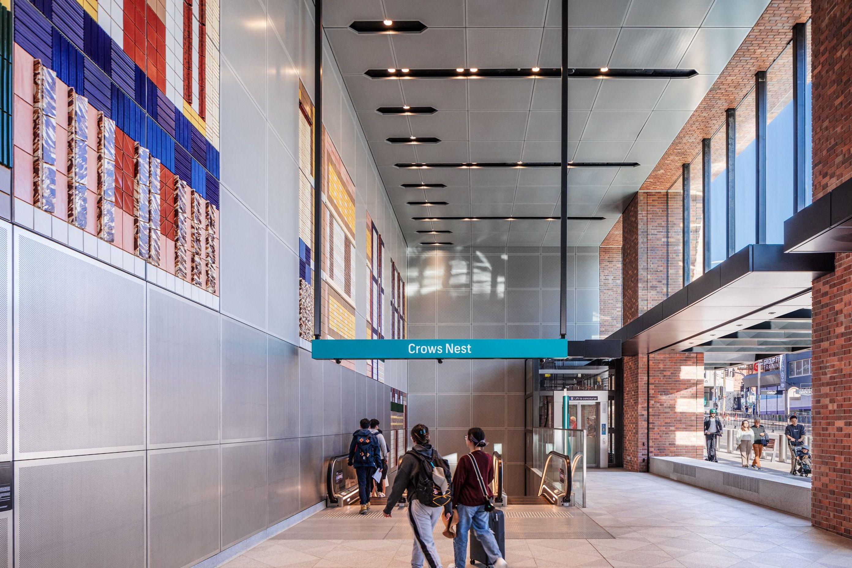 Brick Inlay ticked many technical boxes and also helped Woods Bagot realise its human, residential-scale solution. Featuring Esther Stewart’s artwork of handmade coloured glazed tiles.