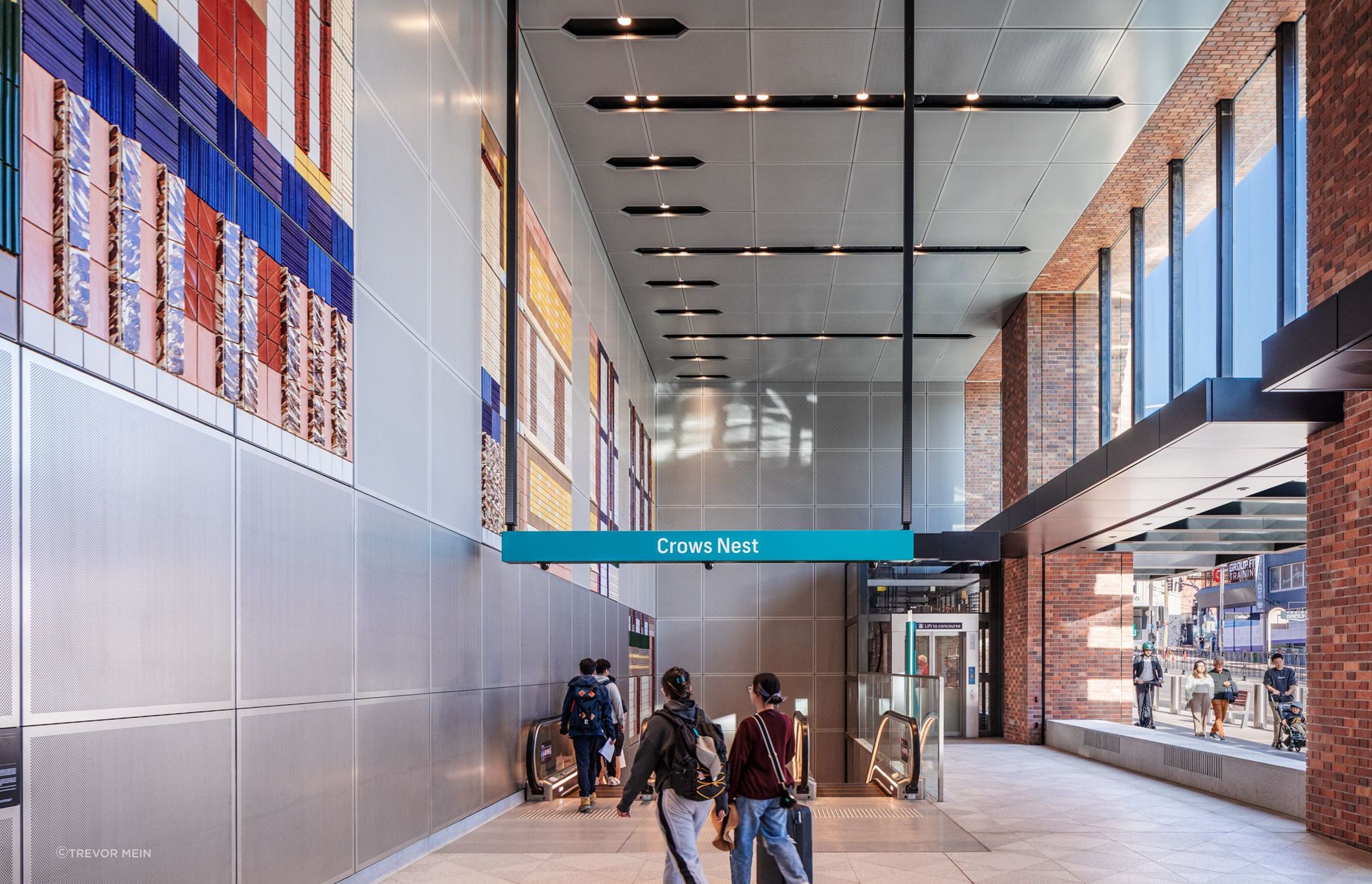 Brick Inlay ticked many technical boxes and also helped Woods Bagot realise its human, residential-scale solution. Featuring Esther Stewart’s artwork of handmade coloured glazed tiles.