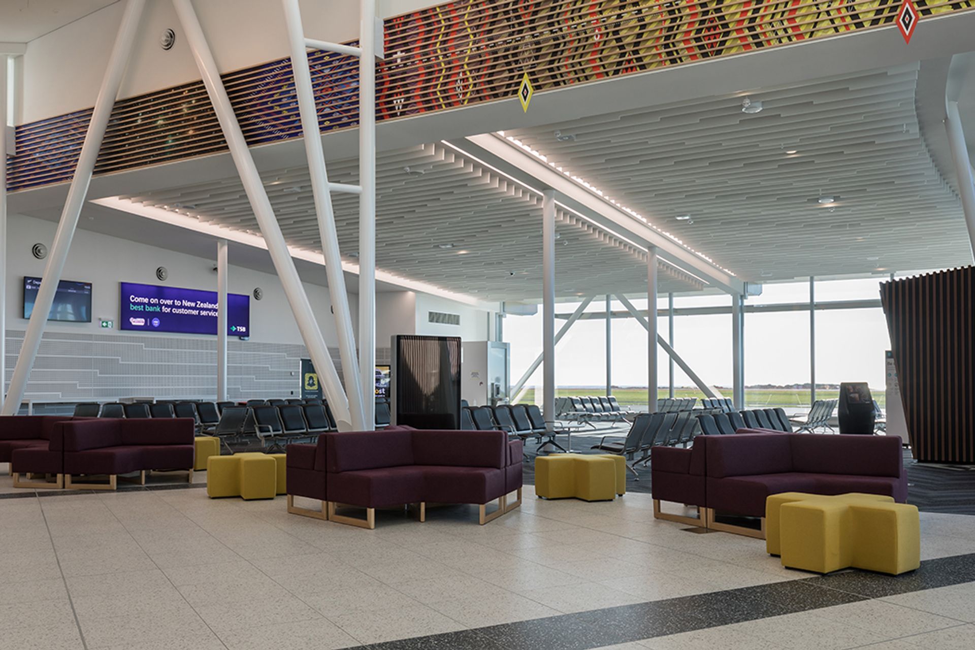 Te Hono New Plymouth Airport Terminal Using GreenStuf® Autex Acoustic Blanket (AAB), Frontier™, and Quietspace® Acoustic Panel
