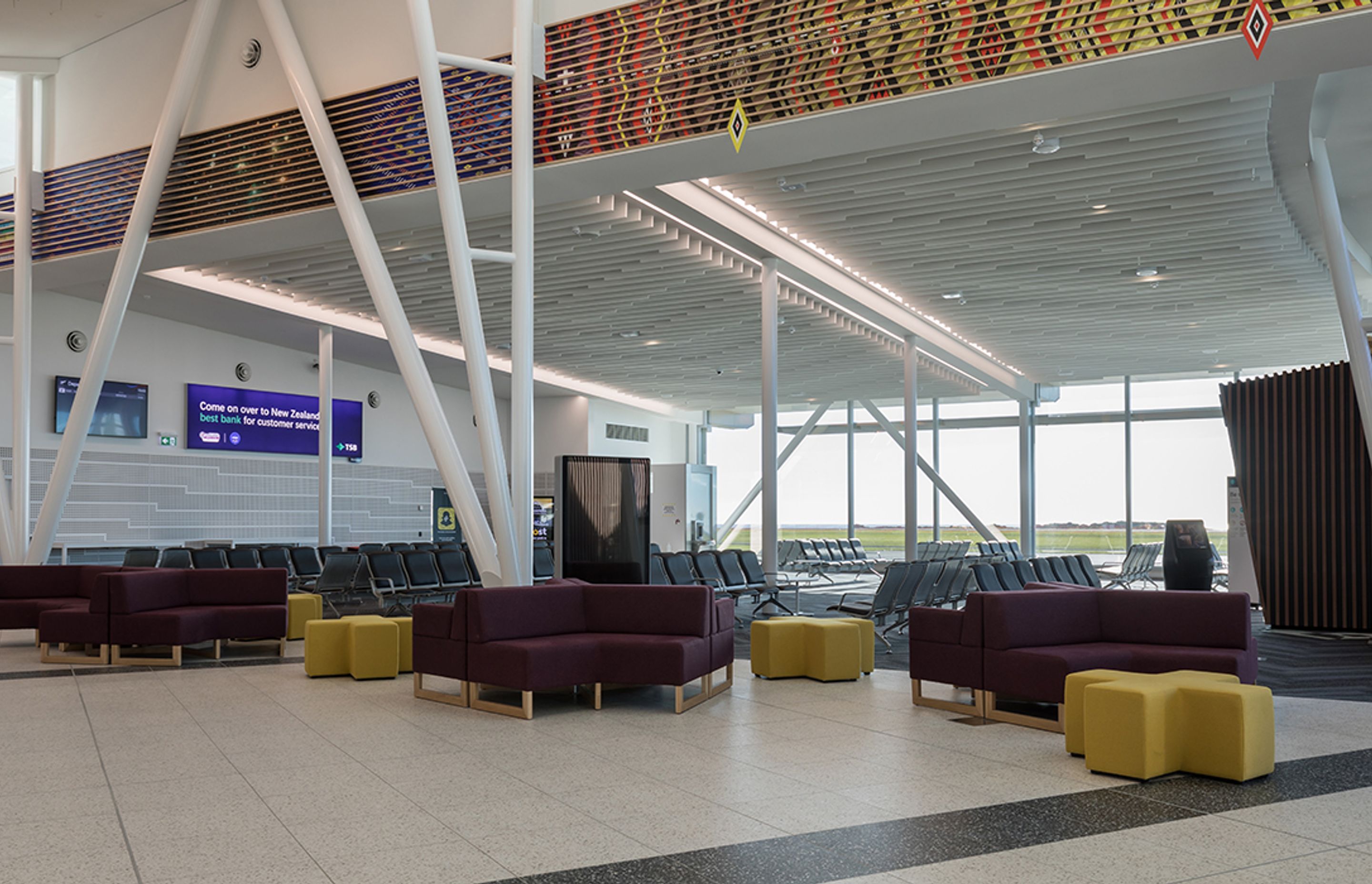 Te Hono New Plymouth Airport Terminal Using GreenStuf® Autex Acoustic Blanket (AAB), Frontier™, and Quietspace® Acoustic Panel