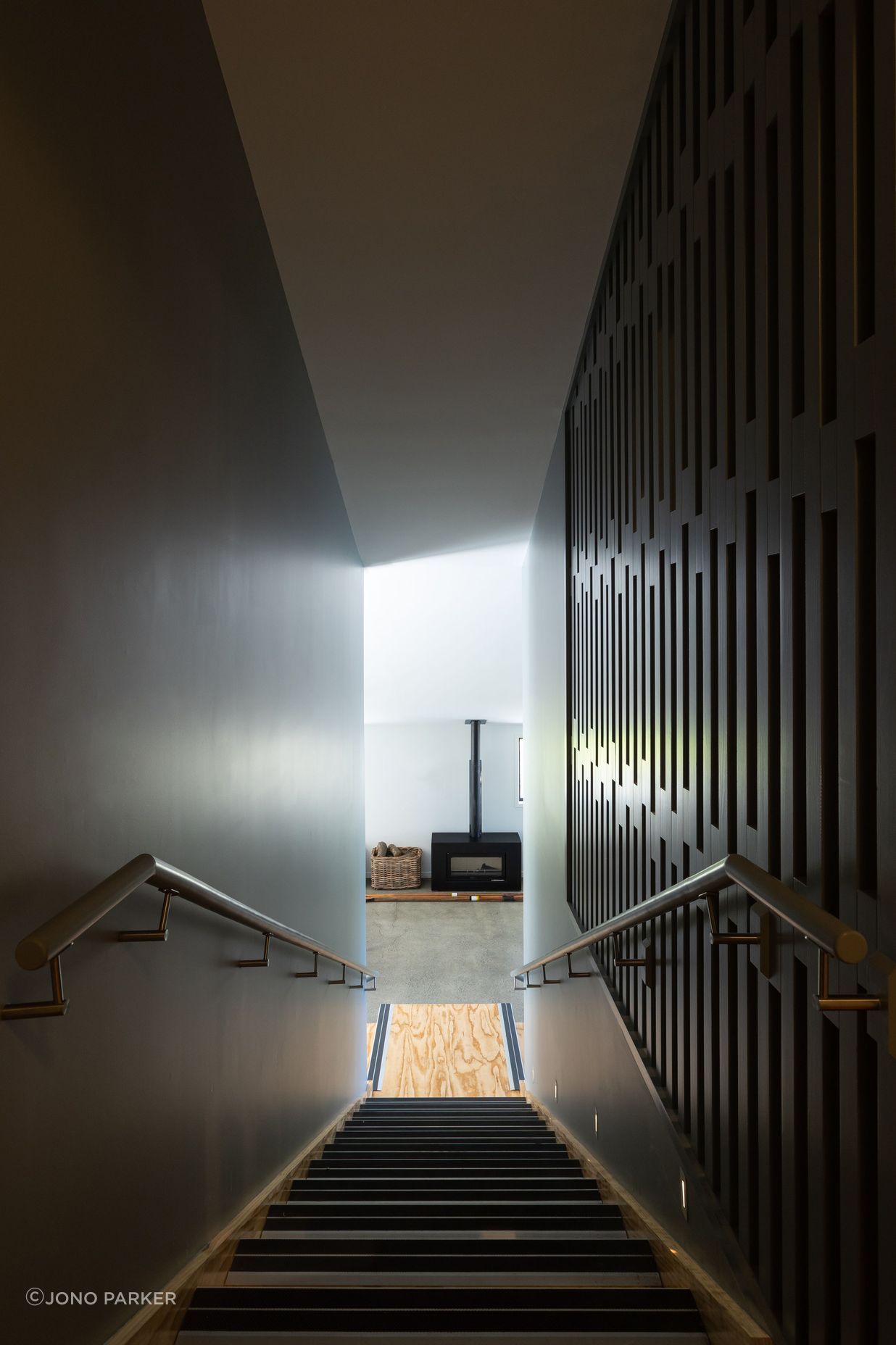 ©️ Jono Parker   The stairs from the clubroom up to the second floor accommodation level.