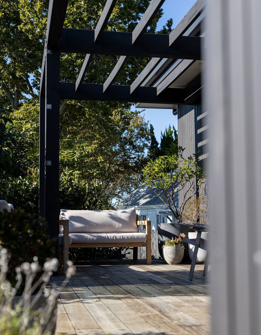 The property's existing landscaping was considered during the works.