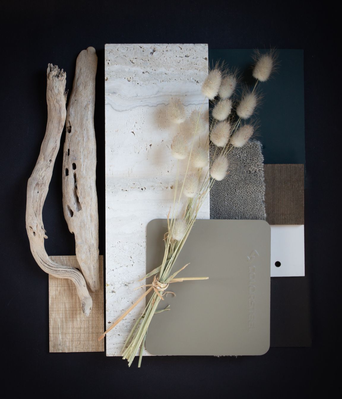 Colour: Lichen brings to mind driftwood, grasses on the sand dunes moving in the sea breeze, and a coastal home that is in tune with its environment. Natural limestone, deep greens and sage accents create a calm palette for a relaxed family home by the sea..