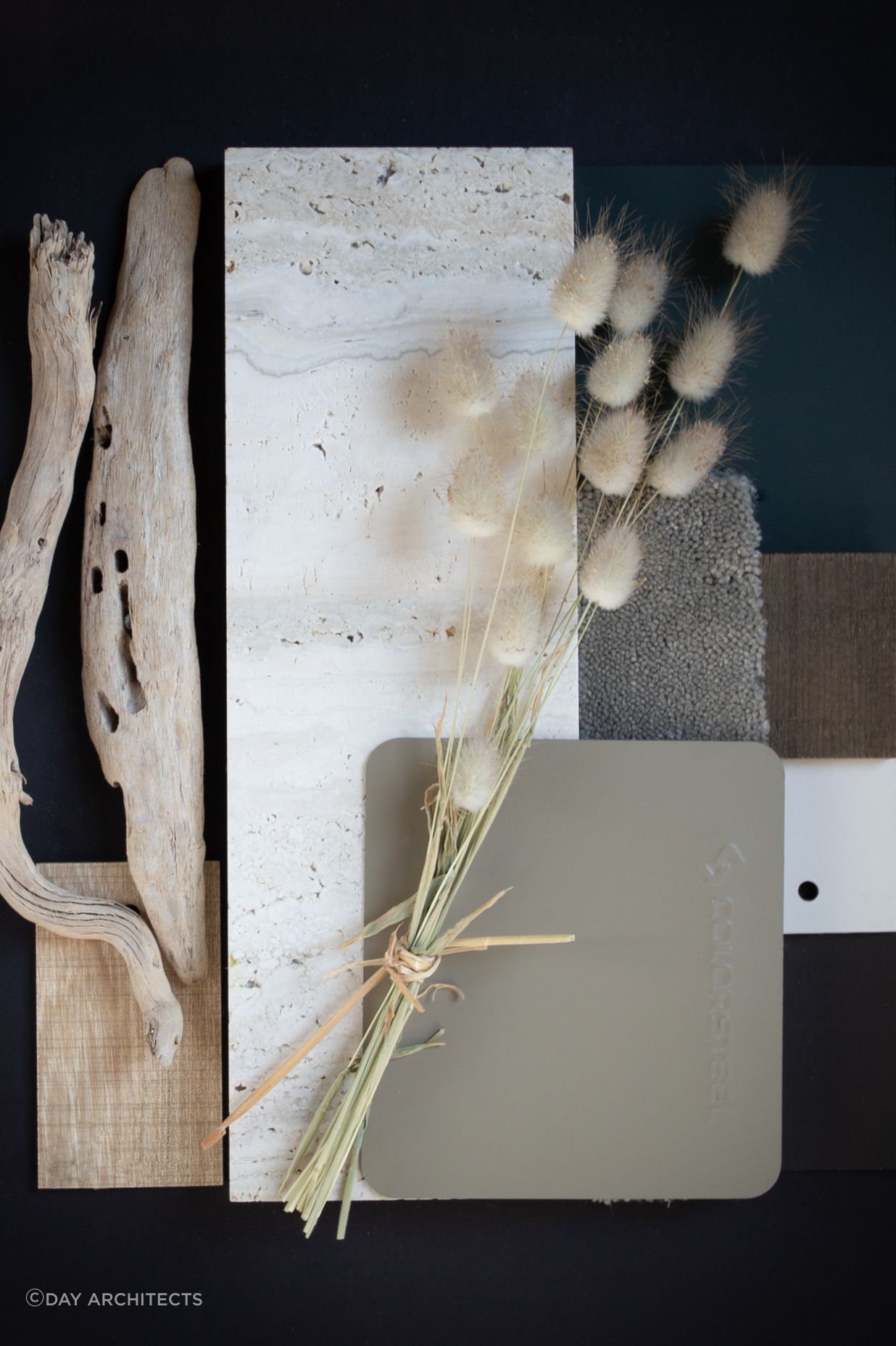 Colour: Lichen brings to mind driftwood, grasses on the sand dunes moving in the sea breeze, and a coastal home that is in tune with its environment. Natural limestone, deep greens and sage accents create a calm palette for a relaxed family home by the sea..