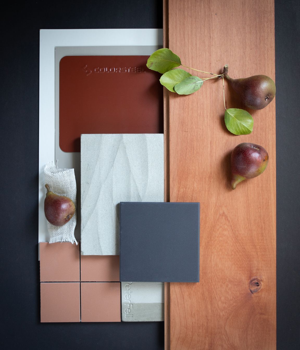 Colour: Scoria’s warmth is paired with NZ South Island Cherry beech. This palette is designed with the farmhouse in mind, an orchard outside and earth damp from the rain. Warm modern finishes are contrasted against light greys and natural linens. Combined with a farmhouse table and a bowl of freshly picked fruit and you have a home that feels right for its land.