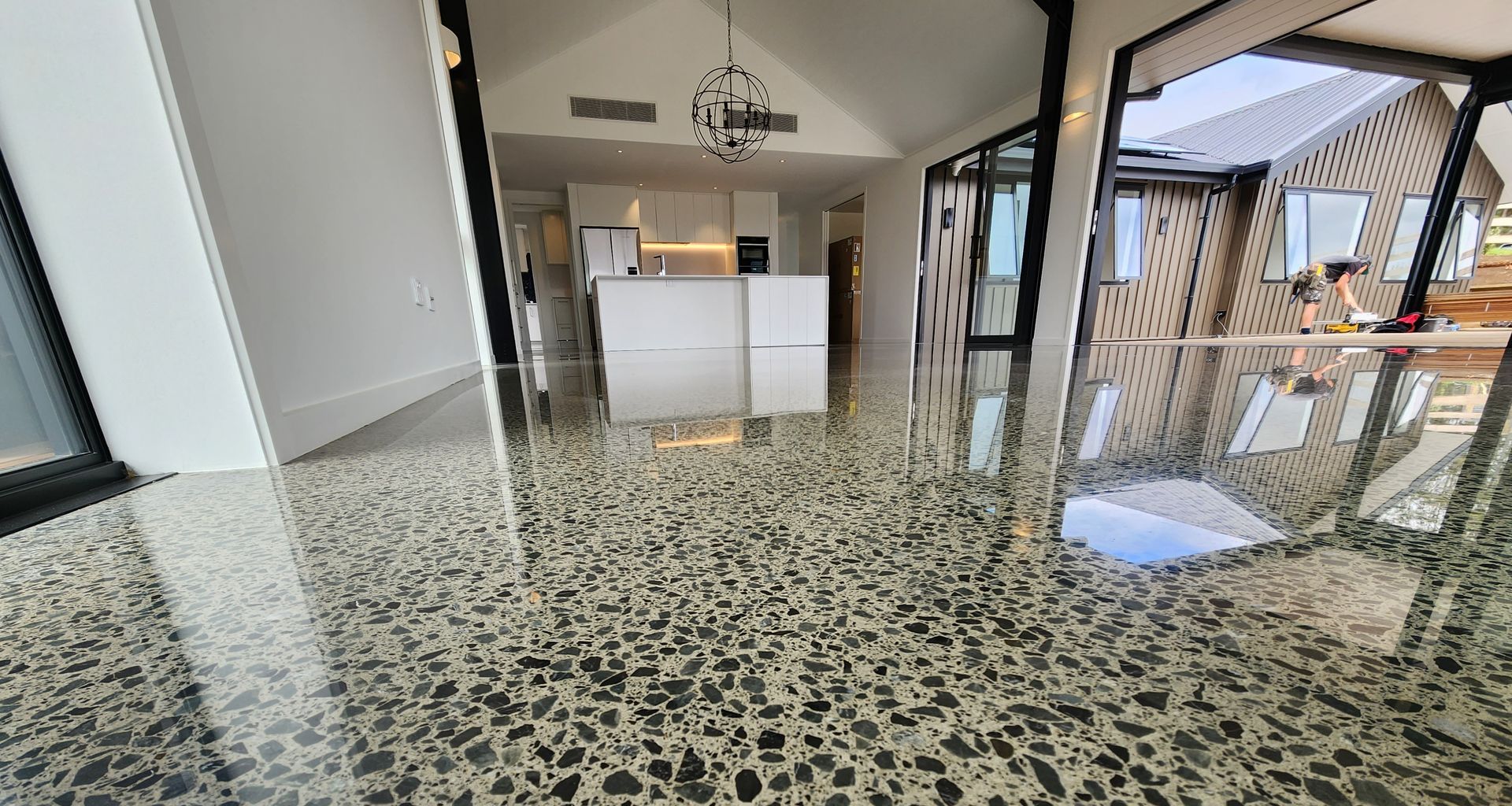 The sleek, modern look highlights the natural beauty of the concrete while providing a durable easy-to-maintain surface.