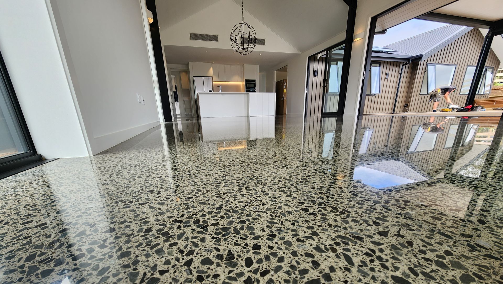 The sleek, modern look highlights the natural beauty of the concrete while providing a durable easy-to-maintain surface.