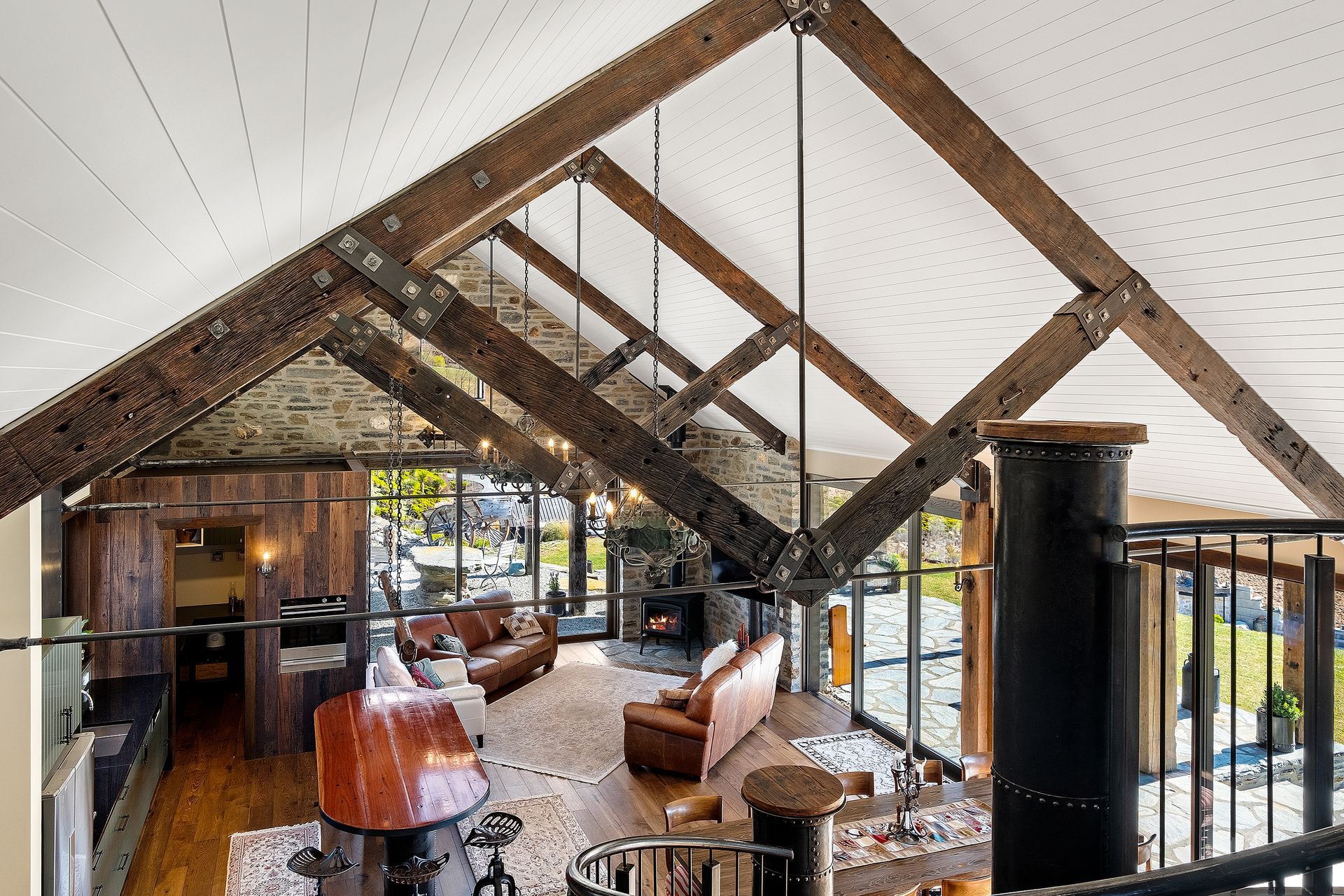 Amazing, recycled, hardwood timber exposed trusses.  An absolute feature of the house!