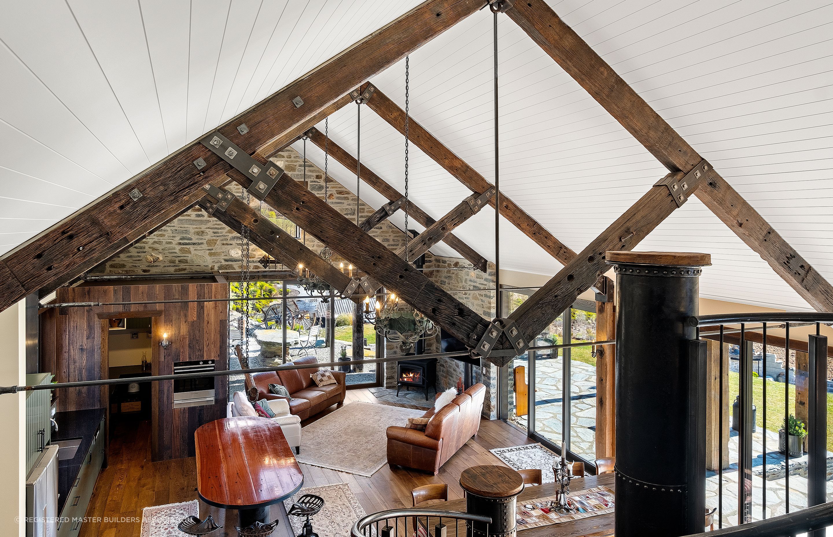Amazing, recycled, hardwood timber exposed trusses.  An absolute feature of the house!