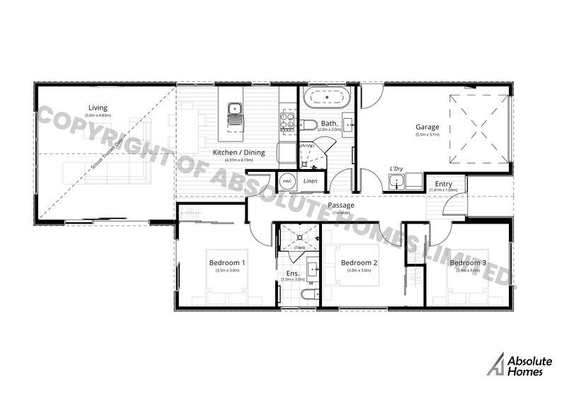 Bonnie Plan - Absolute Homes - 3-bed Floor Plan