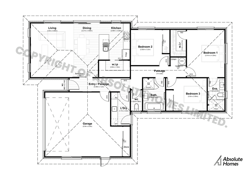 Dawn Plan - Absolute Homes - 3-bed Floor Plan