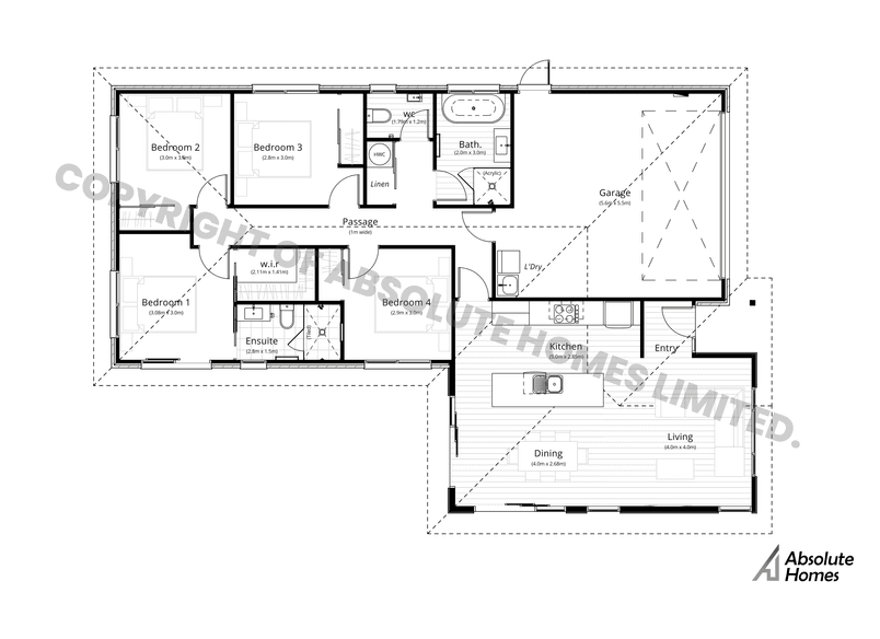 Hannah Plan - Absolute Homes - 4-bed Floor Plan