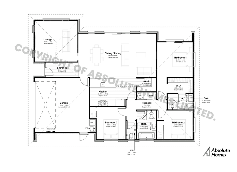 Harlow Plan - Absolute Homes - 3-bed Floor Plan