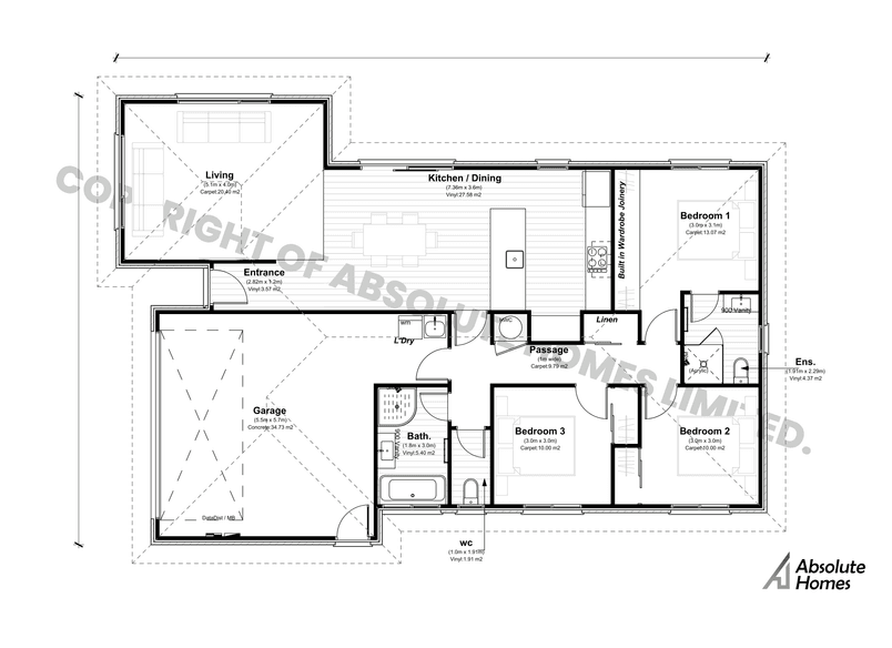 Leon Plan - Absolute Homes - 3-bed Floor Plan