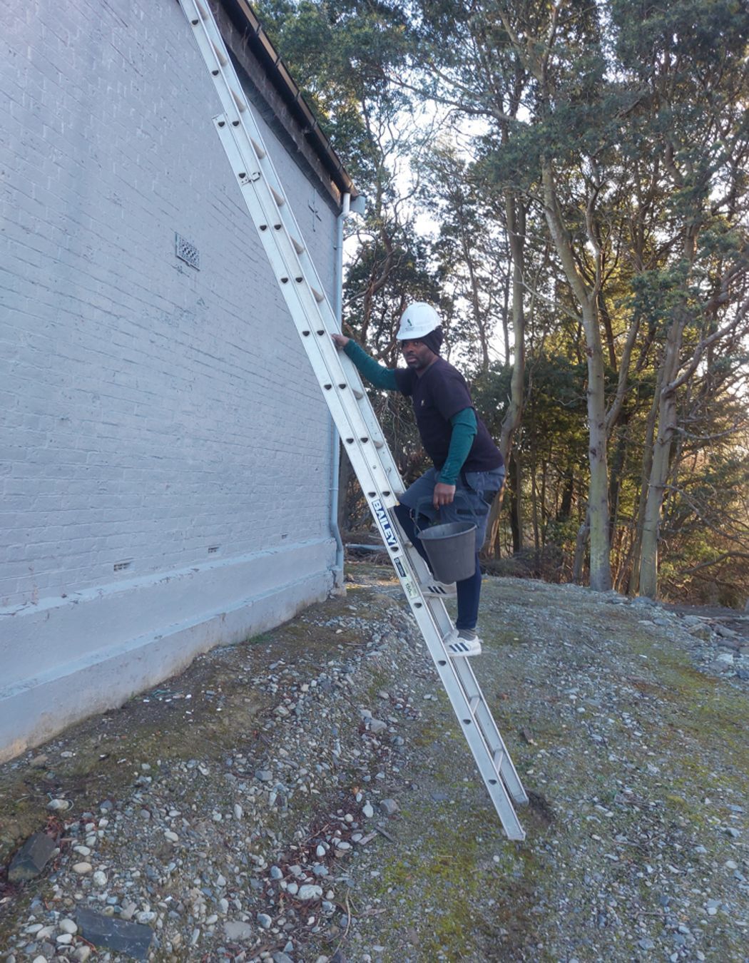 Heading up to clean spouting