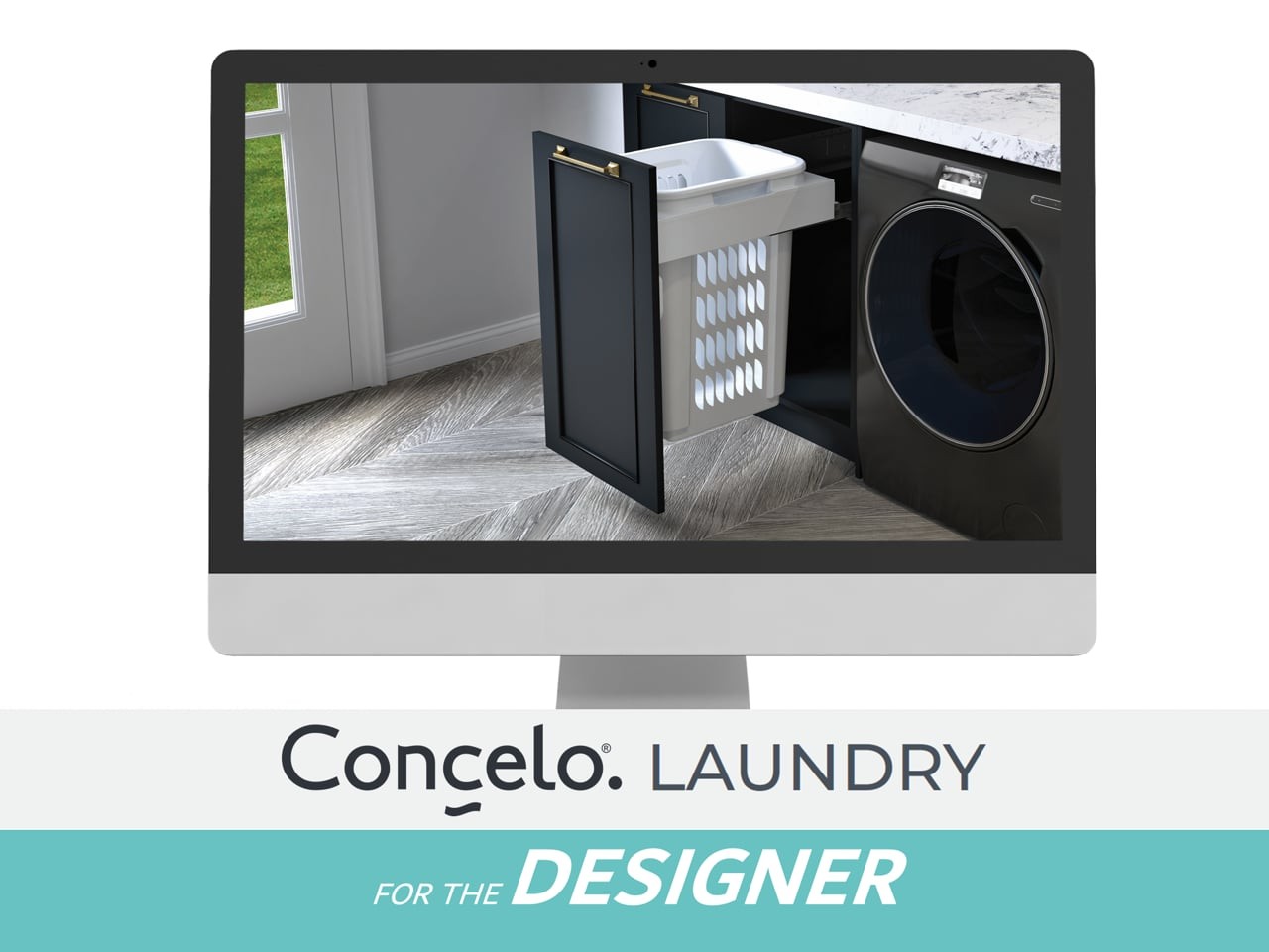 Concelo 1 x 35L Laundry Hamper | Door Pull | White gallery detail image