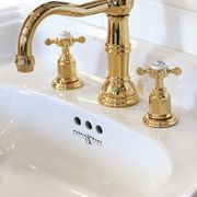 Perrin & Rowe - Three hole basin set with country spout and white porcelain levers gallery detail image