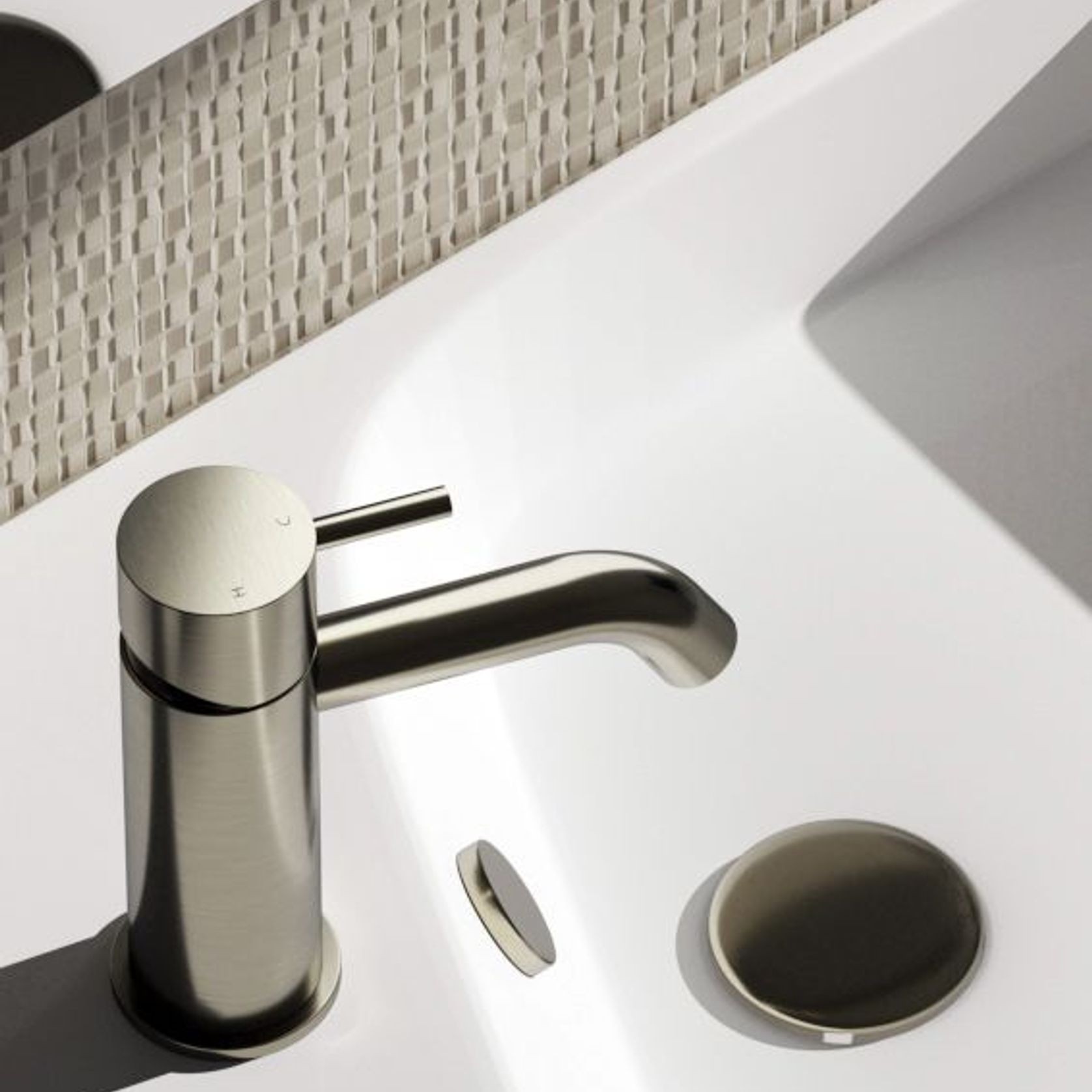 Buddy Low Curved Spout Basin Mixer gallery detail image