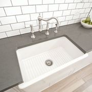 Acquello - White fireclay sink with waste and rack 760 x 460 x 250mm gallery detail image