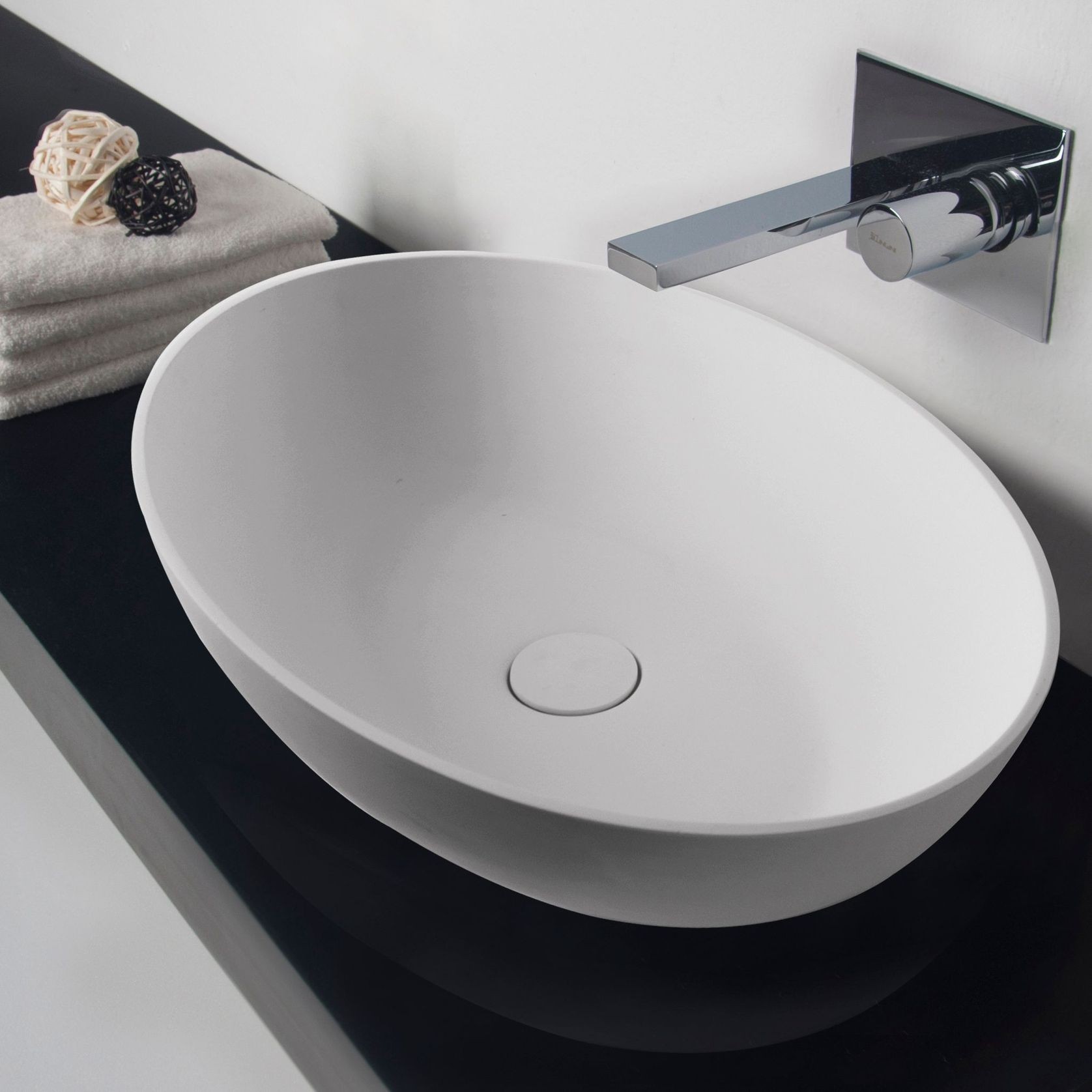 Super-Thin Oval Vessel Basin Solid Surface gallery detail image