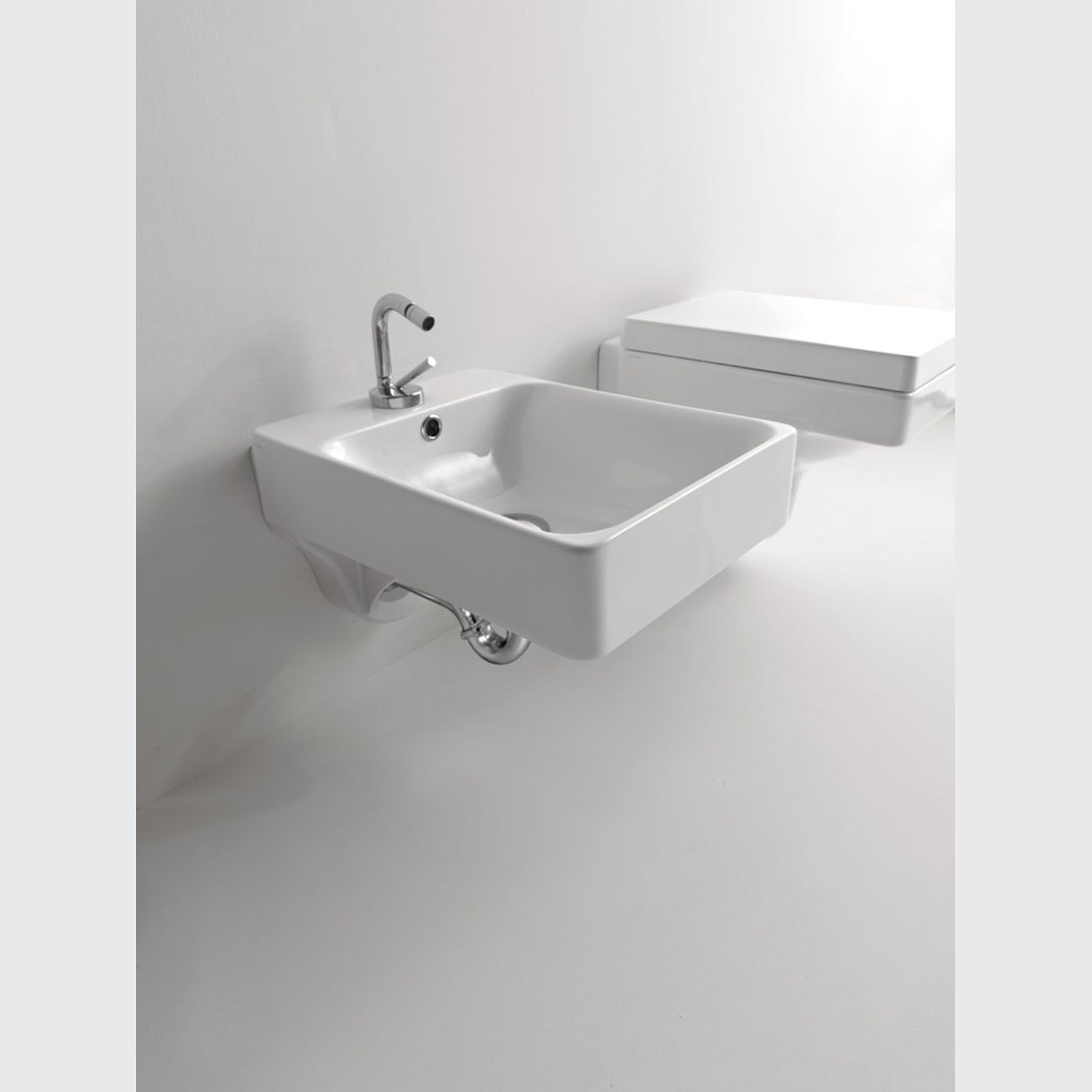 Cento Rectangular Wall Hung Toilet and Bidet by Kerasan gallery detail image