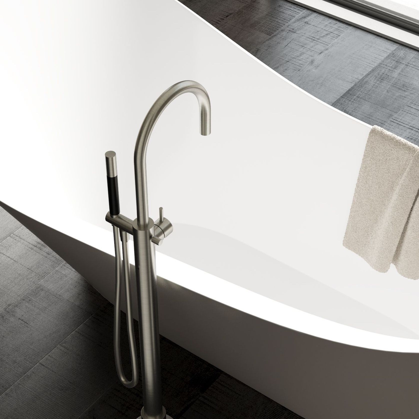 Buddy Floor Mount Bath Filler With Handshower gallery detail image