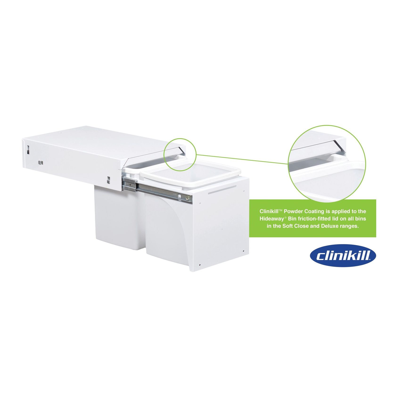 Soft Close Bin Storage - 1 x 50L Bucket - Door Pull gallery detail image