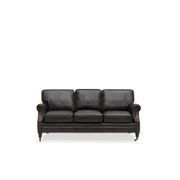 Brunswick Italian Leather Sofa - 3 Seater, Onyx gallery detail image