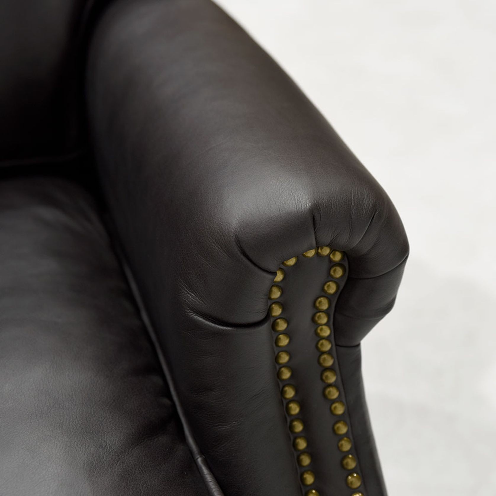 Brunswick Italian Leather Sofa - 3 Seater, Onyx gallery detail image