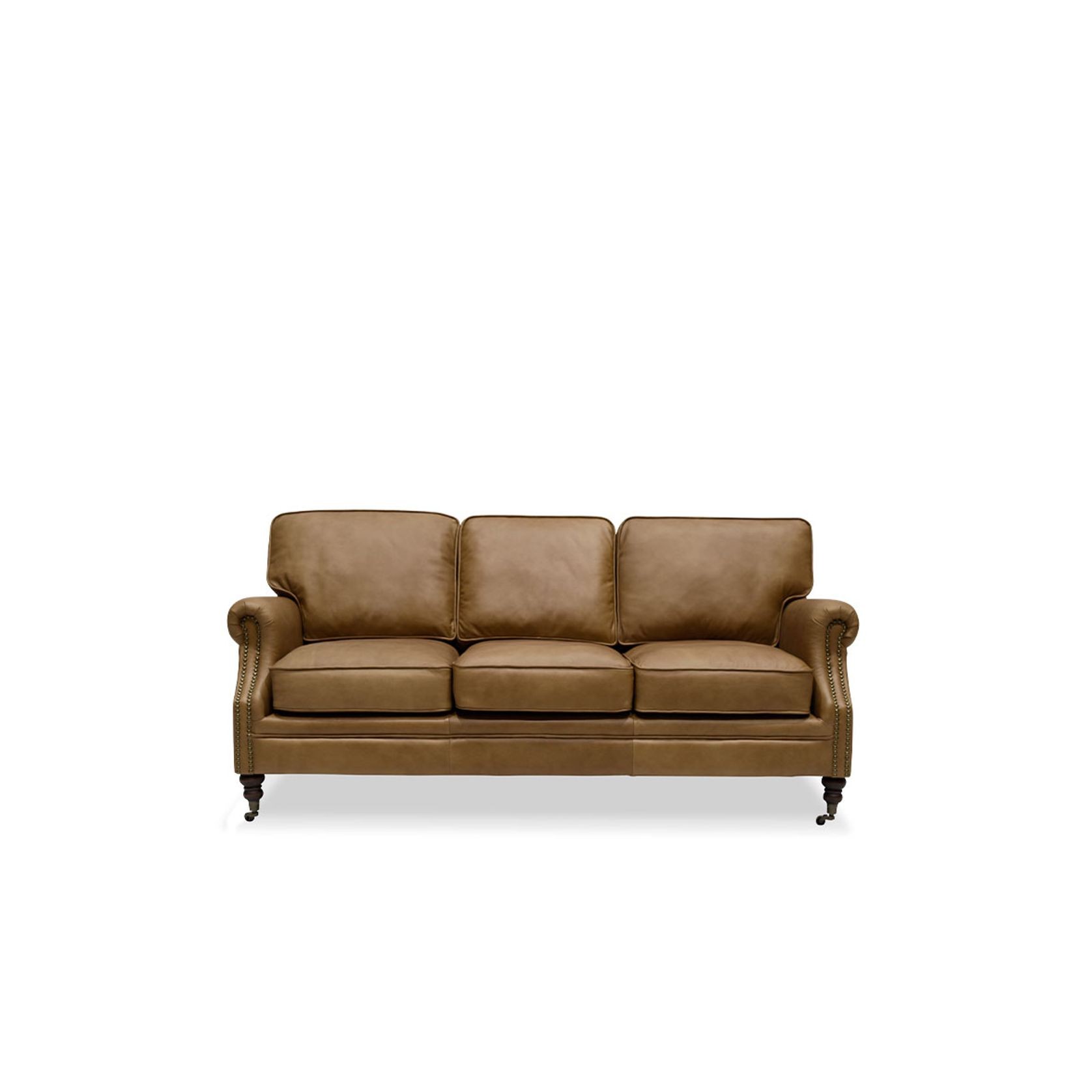 Brunswick Italian Leather Sofa - 3 Seater, Chestnut gallery detail image