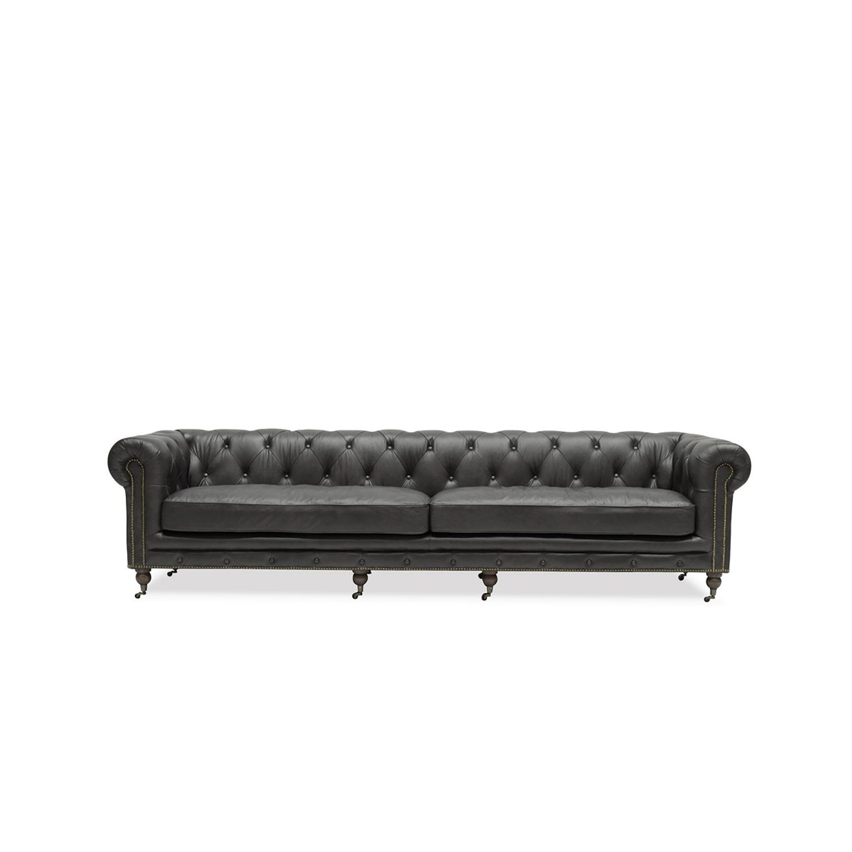 Stanhope Italian Leather Chesterfield - 4 Seater, Onyx gallery detail image
