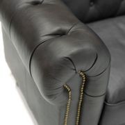 Stanhope Italian Leather Chesterfield - 4 Seater, Onyx gallery detail image